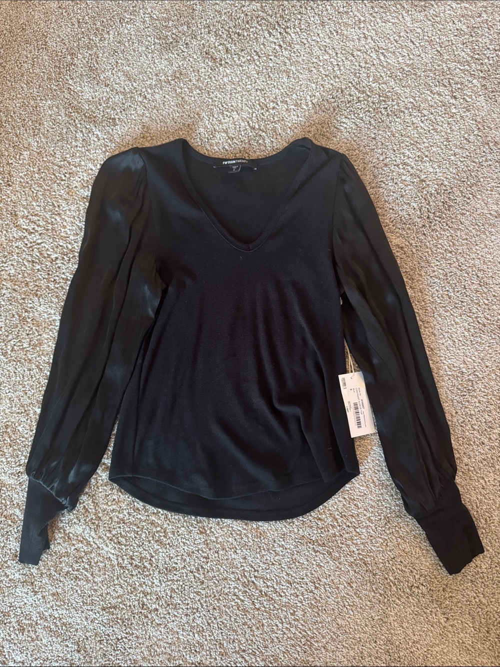 Fifteen Twenty Contrast Sleeve Top